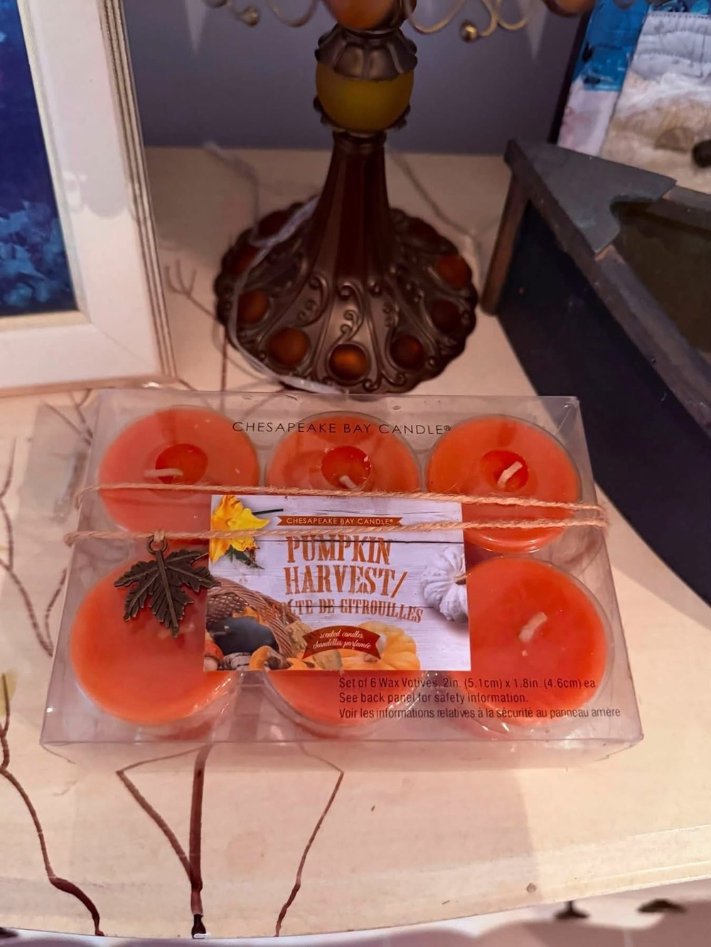 Chesapeake Bay Orange Pumpkin Harvest Votive Candle Set